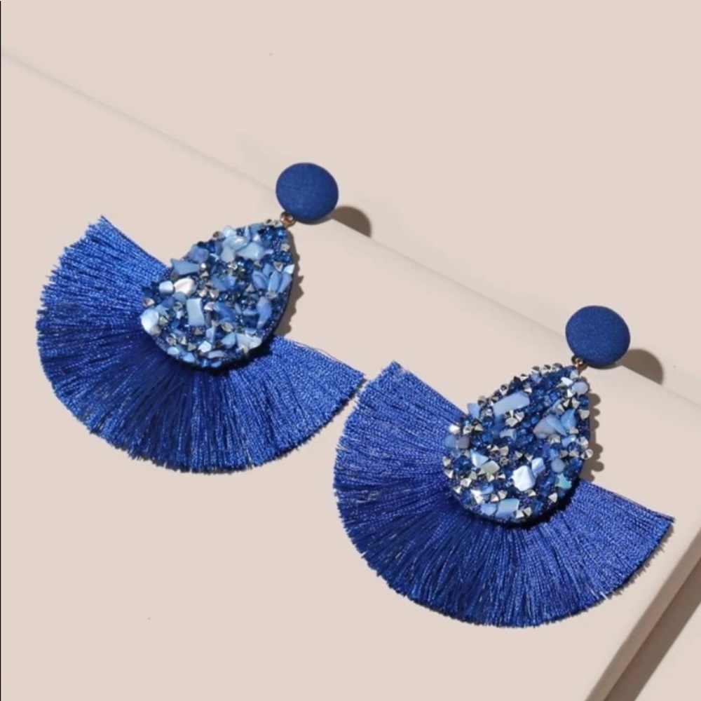 Fan earrings Royal Blue